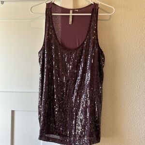 Purple Sequin Tank Top
